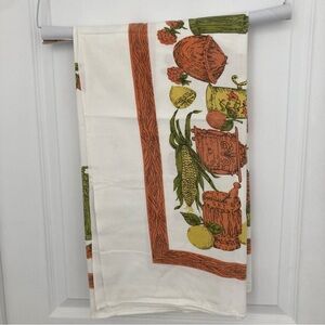 Rustic Orange and Green Kitchen Tablecloth Harvest Corn Vintage Table Cotton Fun
